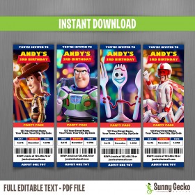 Toy Story 4 Ticket Invitations